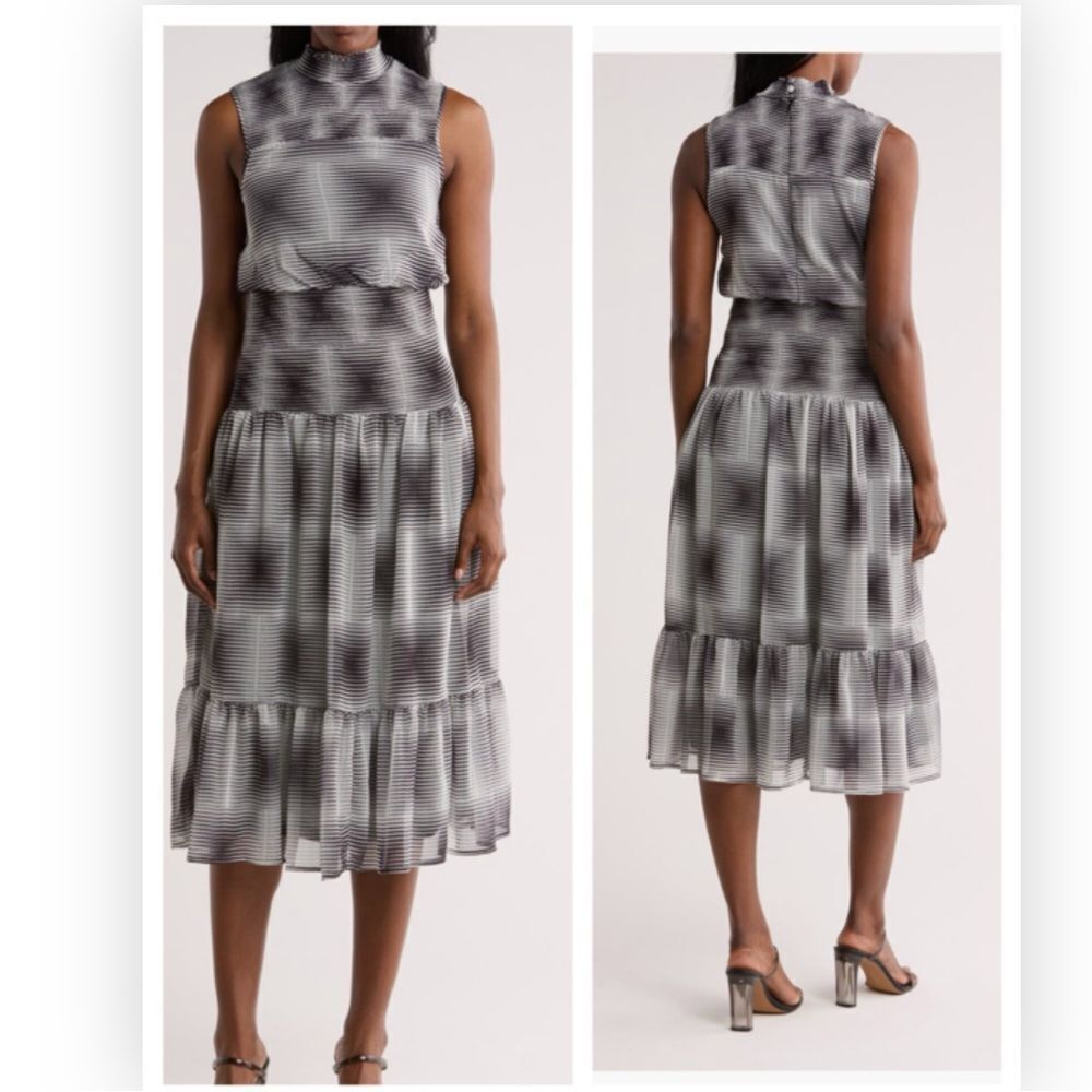 Area Stars Monochrome Sleeveless Midi Dress. NWT.